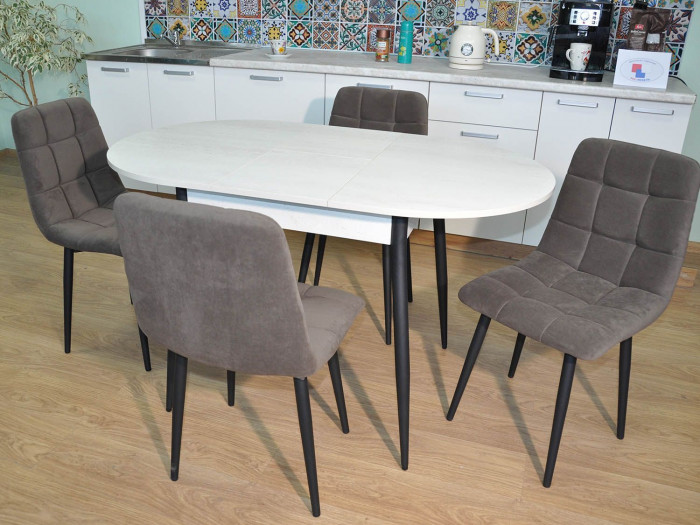 Обеденная группа Стиль-1 / Стул Х 4 шт. / Бетон белый/черный / бид 08