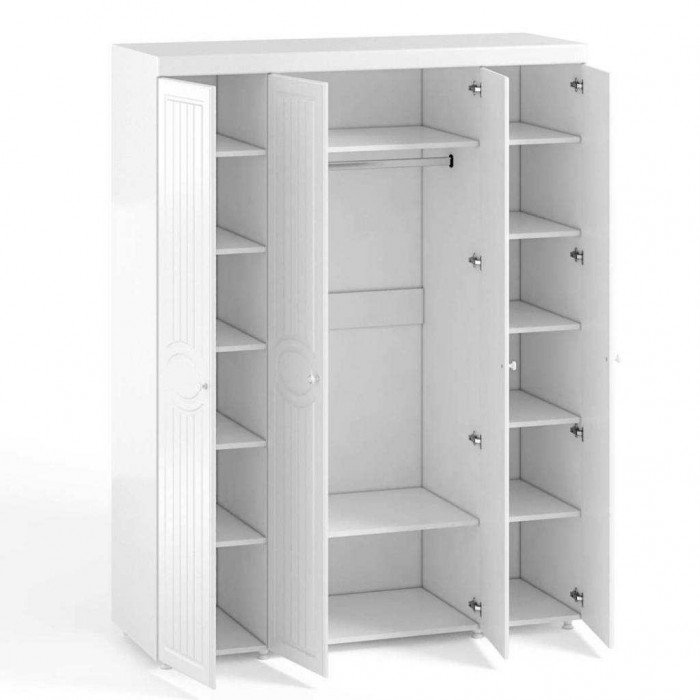 Шкаф 4-х дверный Монако МН-59 белое дерево