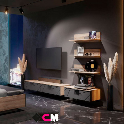 Даллас ТБ 02 Тумба (0,802х0,278х0,402) дуб каньон/МДФ софт графит