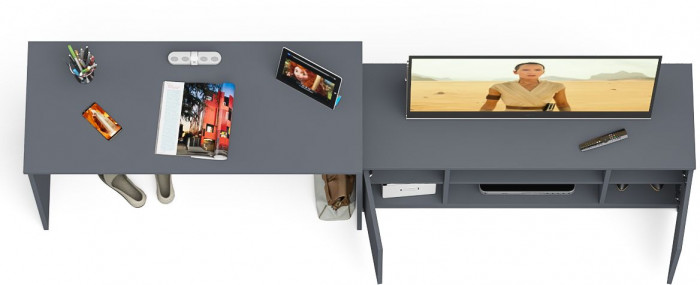 Мори письменный стол МСП1200.1 + Тумба МТВ1200.1, графит