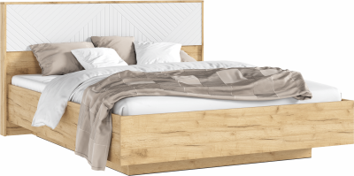 Флэш Кровать парящая 160 с ПМ, дуб крафт/браш вайт