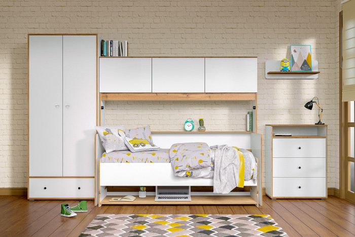 Вуди 15.46 Полка, белый премиум/дуб крафт золотой