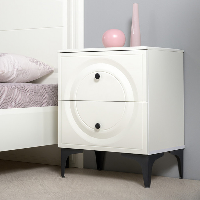 Валенсия Спальня № 35, цвет ЛДСП белый шагрень/чёрный/МДФ белый шагрень, ортопед есть, сп. м. 1600х2000 мм., б/м