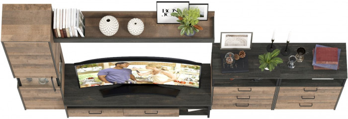 Трувор Гостиная 101, цвет дуб гранж песочный/интра, ШхГхВ 326,6х45,4х210 см., универсальная сборка