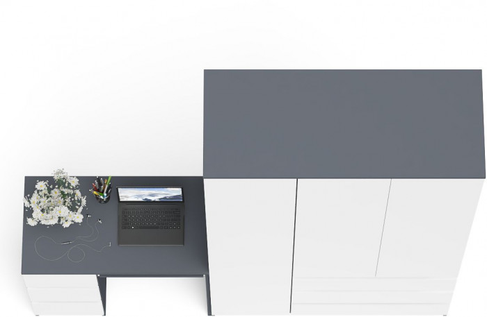 Мори компьютерный стол МС-6 левый + Шкаф МШ1200.1, графит/белый