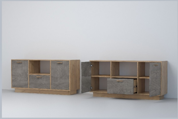 Эго Тумба Т-2 ПД (Камень Темный/Дуб Крафт Золотой)