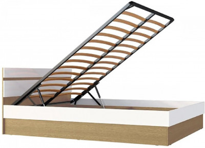 Ким Кровать с подъемным механизмом 160 (Белый глянец, Дуб Сонома)