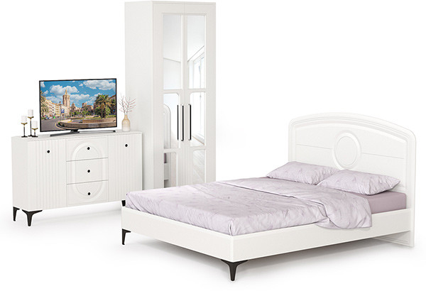 Валенсия Спальня № 17, ЛДСП белый шагрень/МДФ белый шагрень