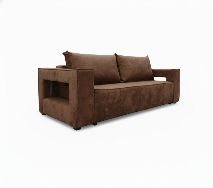 Диван-кровать Лофт Люкс Плюш с подсветкой, еврокнижка, 140х195, коричневый