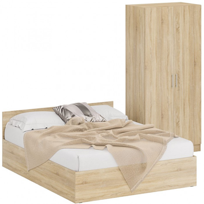 Кровать 1600 + Шкаф 2-х створчатый Стандарт, дуб сонома