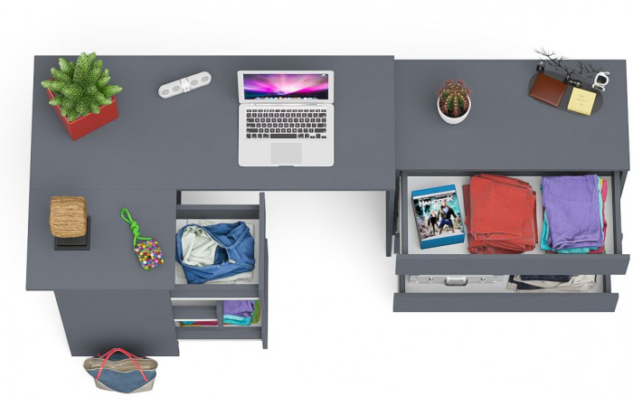 Мори компьютерный стол МС-16 левый + Комод МК800.1, графит