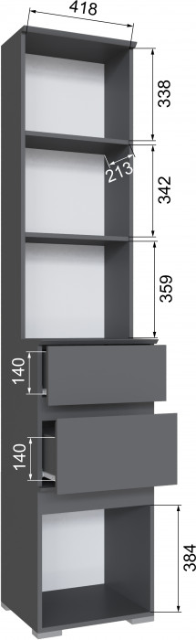 Плейона Тумба с ящиками графит серый