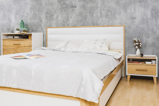 Кровать с ортопедическим основанием (металл) Айрис 308 Люкс 140х200, дуб