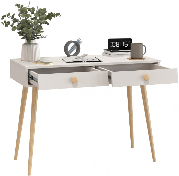 Афина Спальня 4-25904М1к.с. Стол, цвет кашемир серый, ШхГхВ 100х45х76 см., цвет ножек: тик