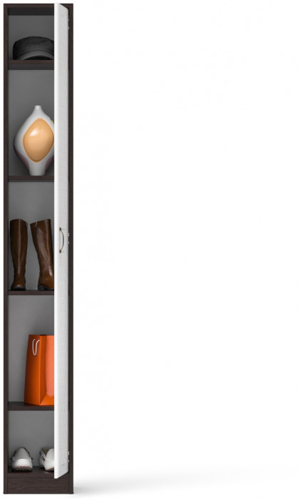 Прихожая П-6-350 Пенал, цвет венге/фасады МДФ белое дерево фрезеровка ромб, ШхГхВ 30х35х210 см., универсальная сборка