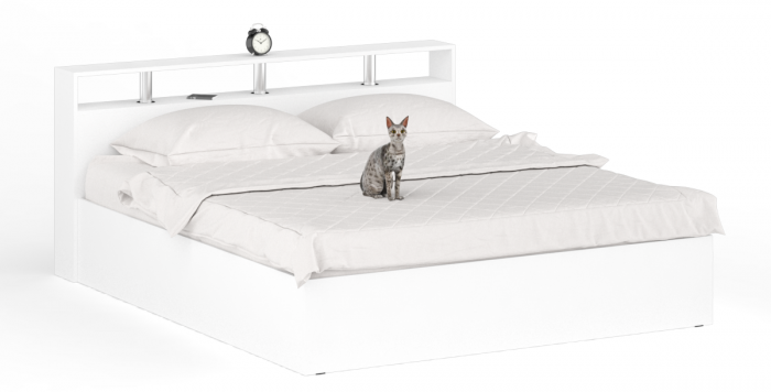 Камелия Кровать 1800, цвет белый, ШхГхВ 183,5х217х78,2 см., сп.м. 1800х2000 мм., без матраса, основание есть