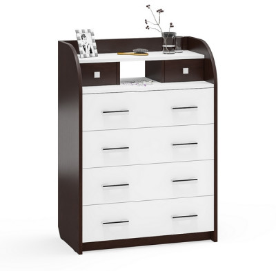 Комод С-МД-К6 (Шесть), цвет венге/белый шагрень, ШхГхВ 80х43х110 см., 6 ящиков