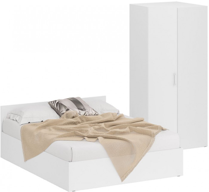 Кровать 1600 + угловой шкаф Стандарт, белый