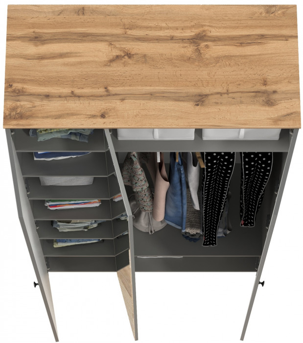 Остин 13.336.03 Шкаф для одежды(три двери, серый графит/дуб крафт золотой