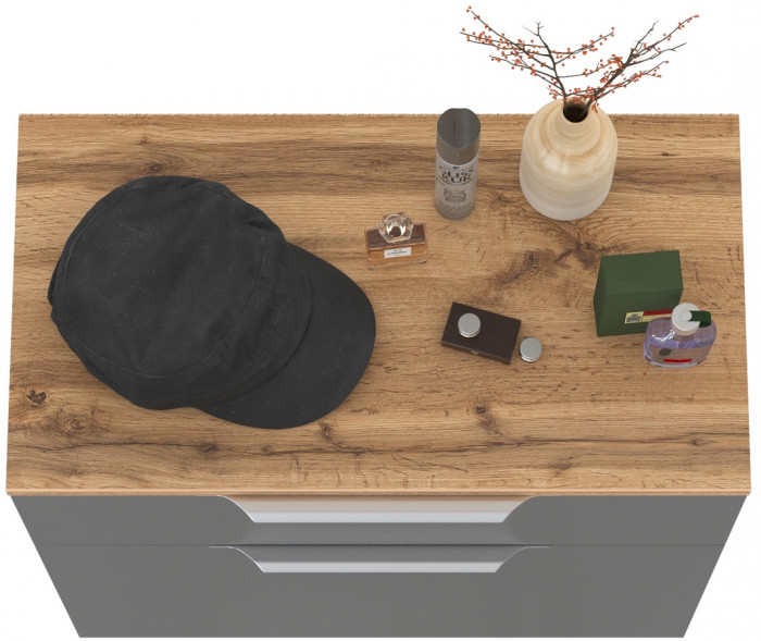 Октава 16.127 Тумба для обуви, цвет серый графит/дуб крафт золотой/фасады МДФ серый графит, ШхГхВ 64,9х35,4х62,2 см.