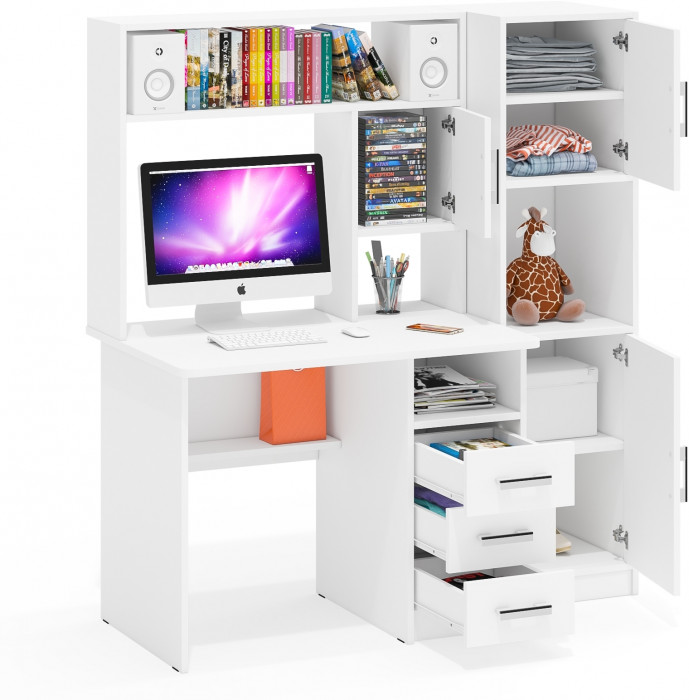 компьютерный стол С-МД-СК9+Пенал С-МД-СК9П, белый шагрень