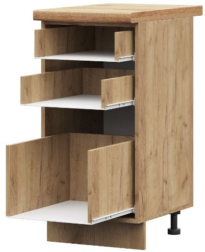 ШН3Я 400 корпус шкаф нижн. с 3 ящ (400*840*474) б/ст дуб крафт золото