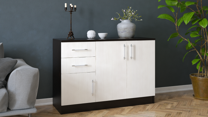 Комод СВК № 3, цвет венге/дуб лоредо, ШхГхВ 120х44х87 см. (Комод Стандарт № 3)