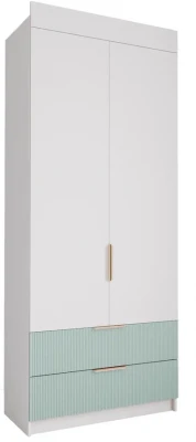 МС Лавис Шкаф ШД 900.1 + ручка-скоба 3 шт., Белый/Белый софт/Зеленый софт