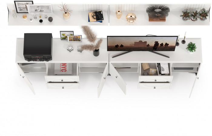 Валенсия Гостиная № 052, ЛДСП белый шагрень/МДФ белый шагрень