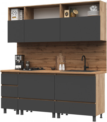 Кухня Хелен 2,0 серый графит/дуб крафт золото