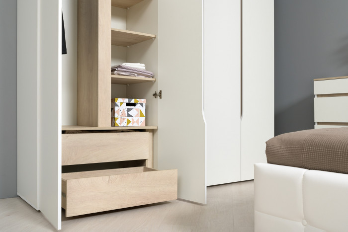 Муссон 13.198 Шкаф двухстворчатый, белый/дуб эндгрейн элегантный