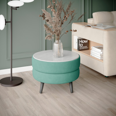 Стол журнальный "Рамус", Мятный/МДФ холст белый