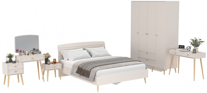 Афина Спальня 34-1600, цвет кашемир серый, сп.м. 1600х2000 мм., б/м, основание есть - фанера