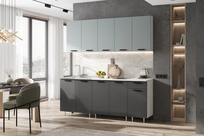 ЛДСП Кухня Рио NEW 2,0м сумеречный голубой/графит