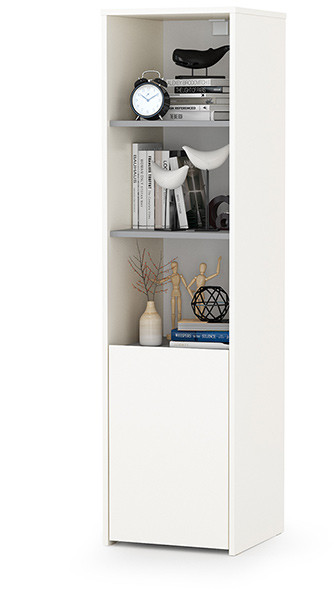 Торонто 13.13 Шкаф комбинированный, цвет белый шагрень/стальной серый, ШхГхВ 40х40,3х149,7 см., универсальная сборка