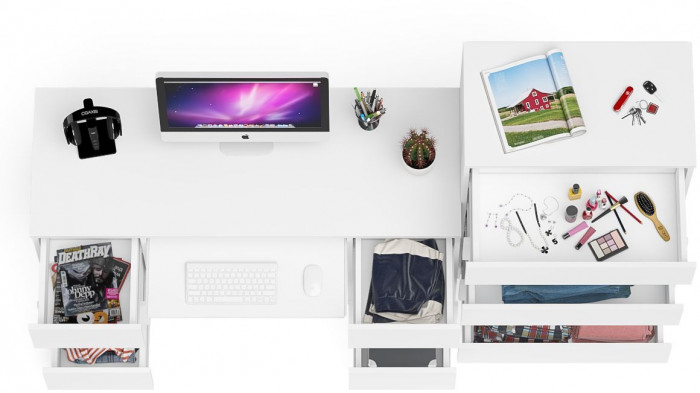 Мори компьютерный стол МС-2 + Комод МК700.5, белый