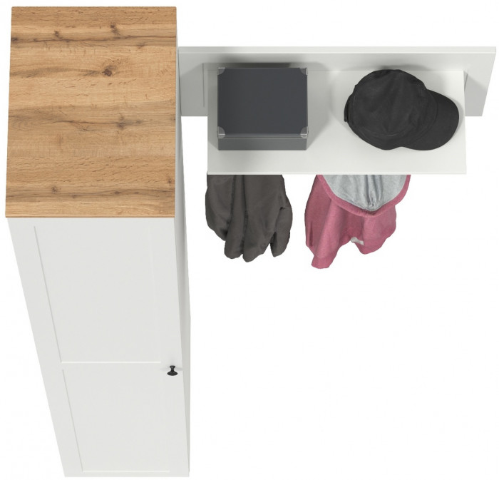 Остин Прихожая 13, белый шагрень/дуб крафт золотой