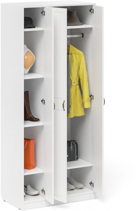 Прихожая П-6-500 Шкаф + Пенал, белая шагрень/фасады МДФ белое дерево фрезеровка прованс