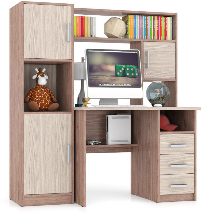 компьютерный стол С-МД-СК9+Пенал С-МД-СК9П, ясень шимо светлый/ясень шимо тёмный