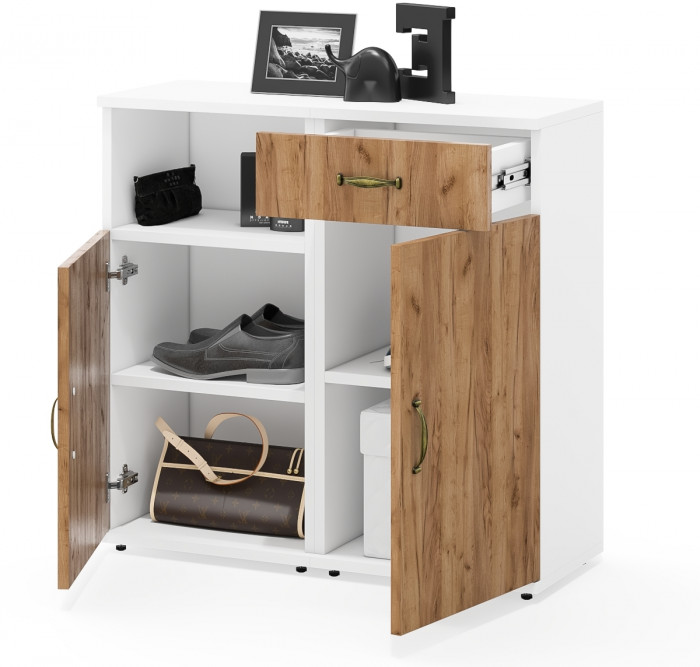 Лидер-8 Тумба МД 3.15 + Тумба МД 3.19, белый шагрень/крафт золото