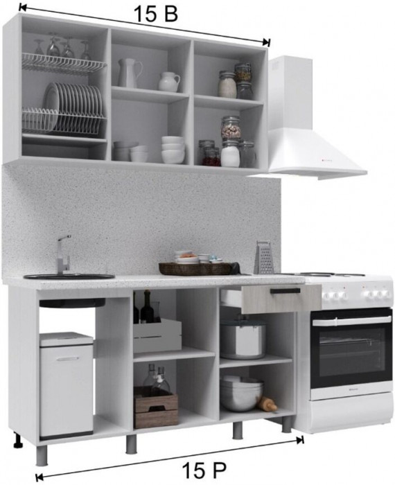 Кухонный гарнитур Нагано 1,5м Ясень Анкор Светлый