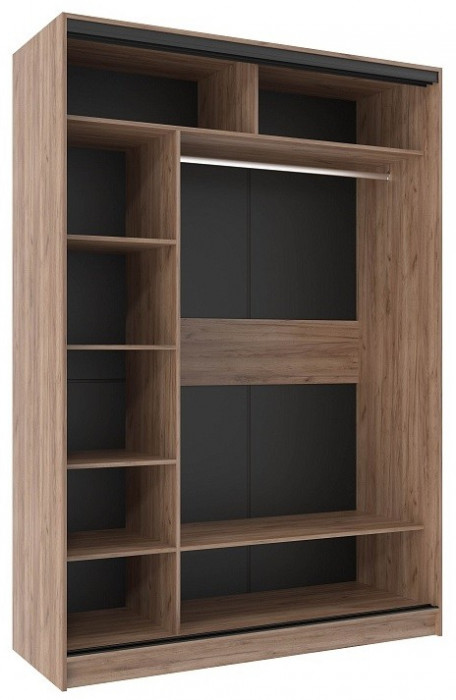 Шкаф-купе двухдверный с зеркалом 1600 Домашний Дуб табачный Craft