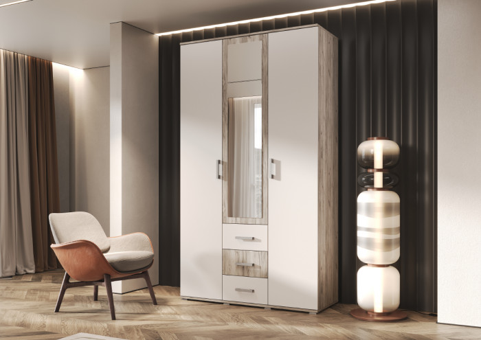 Шкаф 3-х створчатый Белла, Крафт серый/Кашемир