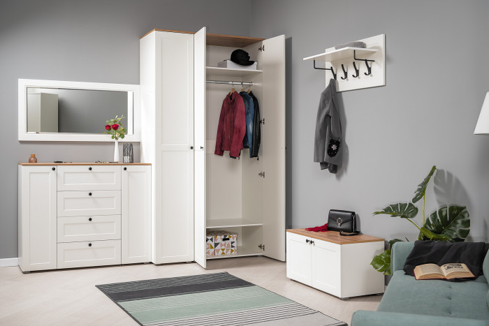 Остин Набор шкафов 01, цвет белый шагрень/дуб крафт золотой, ШхГхВ 120х54,3х229,6 см., универсальная сборка