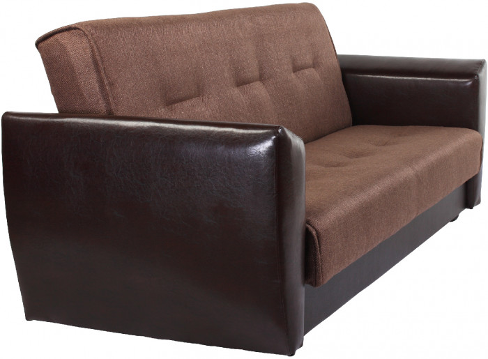 Диван-кровать Амстердам, 140х190, книжка, рогожка/экокожа, коричневый