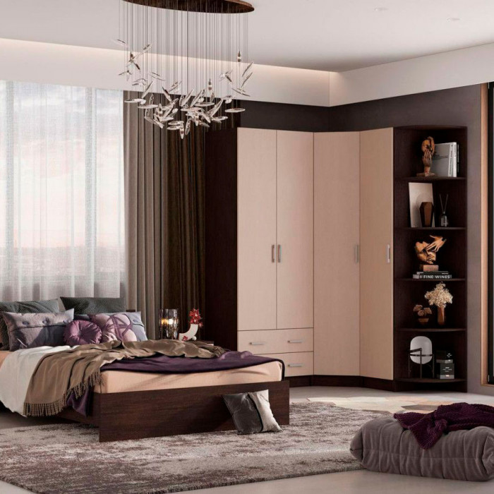 ГАРМОНИЯ ПУ 601 полкка угловая торцевая (0,48х2,2х0,36) венге/белфорт