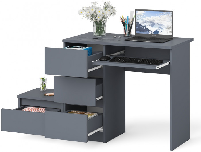 Мори компьютерный стол МС-6 левый + Тумба ТМП400.1, графит