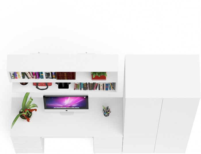 Мори компьютерный стол МС-2 + Шкаф МШ800.1 + Полка 1200, белый