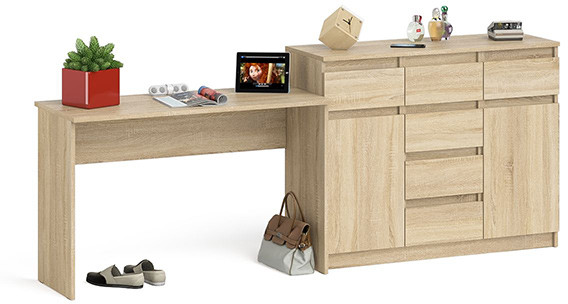 Мори письменный стол МСП1200.1 + Комод МК1200.4, дуб сонома