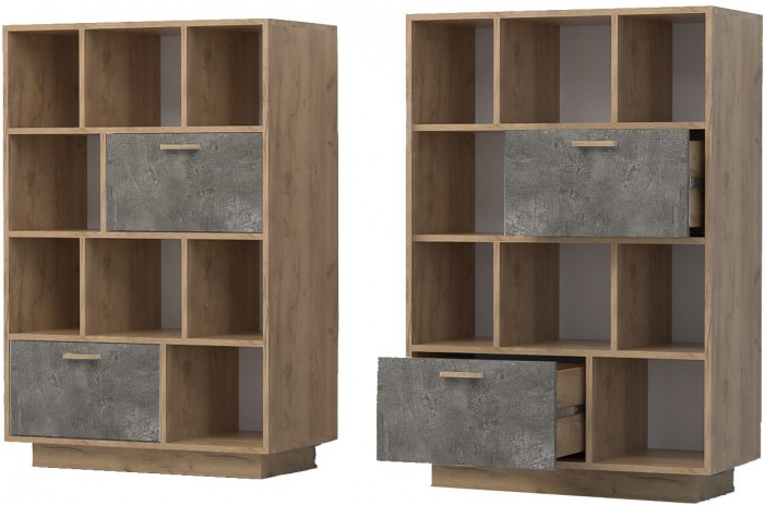 Эго Комод К-1 ПД (Глянец Белый/Бетон Светлый)